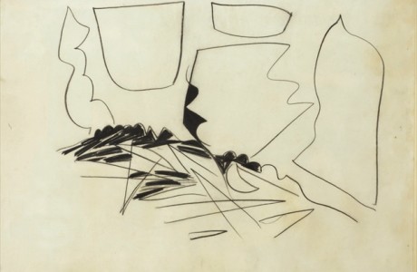 אביבה אורי, ללא כותרת, ראשית שנות ה-60, עפרון ופחם על נייר, 70x50 ס"מ.
