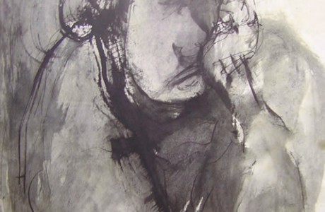 אורי שטטנר, ללא כותרת, דיו וצבע מים על נייר 