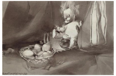 יוסף הירש, ללא כותרת, דיו על נייר, 32x48 ס"מ