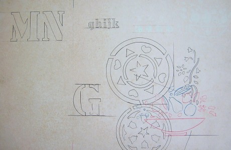 ללא כותרת, 1972, טכניקה מעורבת על נייר, 34x50 ס"מ.