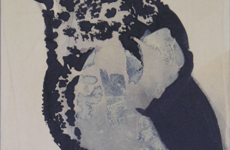 סגול פונה, 2013, טכניקה מעורבת על נייר, 69x49 ס"מ.
